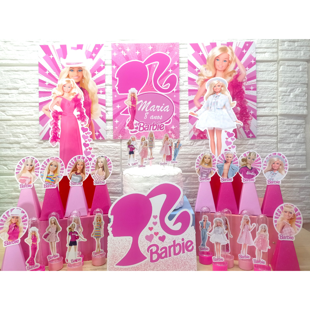 Bolo da Barbie decorado com maquiagem  Bolo festa infantil, Bolo barbie,  Festa infantil