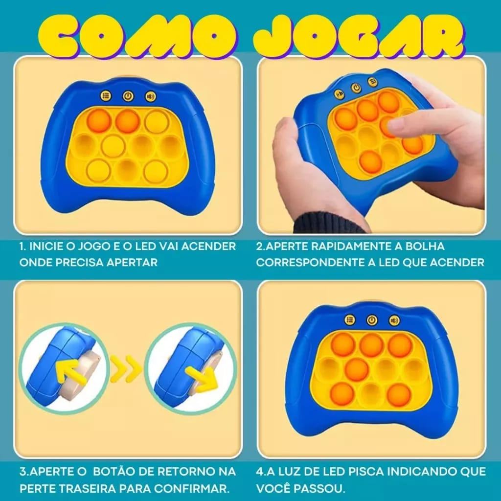 Quick Push Bubble Fidget Toy com Música e Luzes Piscando, Jogo de