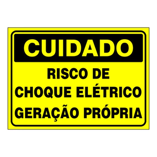 Kit 40 Placas Risco de Choque - Geração Própria Energia Solar - 18cm x 25cm - Padrão - Formato Retangular