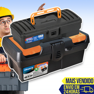 Kit 2 Maletas Caixa de Ferramentas Grande Reforçada Multiuso Organizador Tática Resistente Cabe Makita Parafusadeira Eletricista Pesca