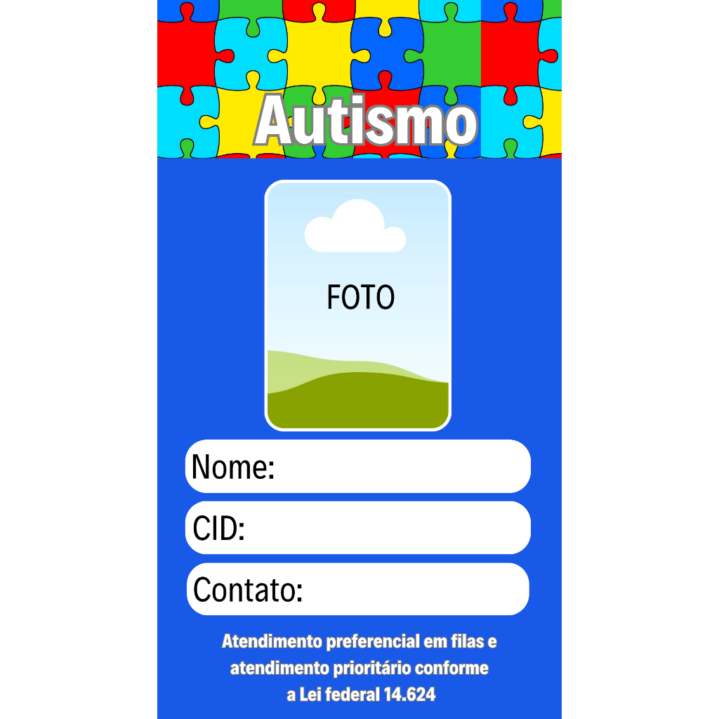 Crachá personalizado identificação Autista Autismo | Shopee Brasil