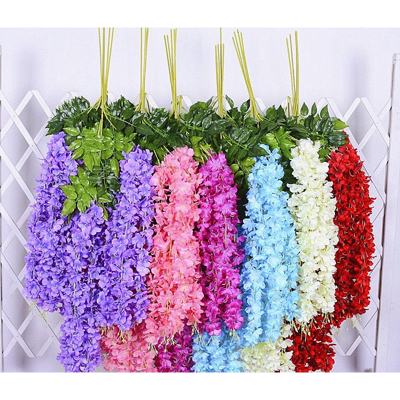 Simulação Flor Glicínias Artificial Decoração Do Casamento De Planta Verde Rattan Partido Passos De Feijão Pétala Teto Interior Folha FL-3210