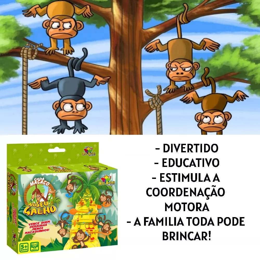 Brinquedo Infantil Jogo Cada Macaco no Seu Galho: Art Brink