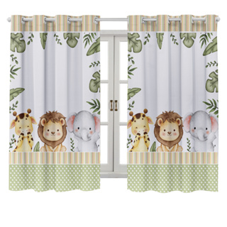 Cortina Infantil 2,00m x 1,50m Com Bainha Para Quarto Safari Baby