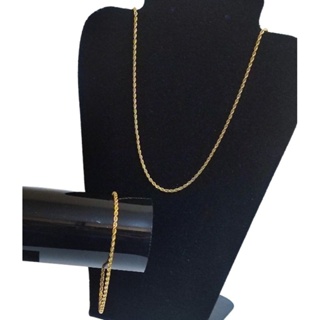 Conjunto Cordão de aço inoxidável 316l 60cm Banhado a Ouro Corrente e Pulseira de Aço Masculino
