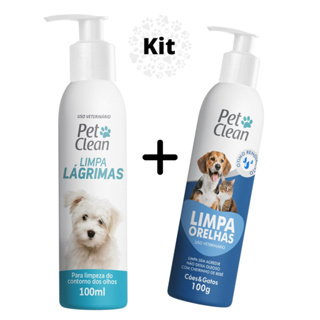 Combo Kit Limpa Lágrimas 100ml + Limpa Orelhas 100g Pet Clean Para Cachorro