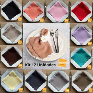 Kit 12 Guardanapos Mesa Posta Tecido Oxford Corte a Laser Diversas Cores 33cm x 33cm