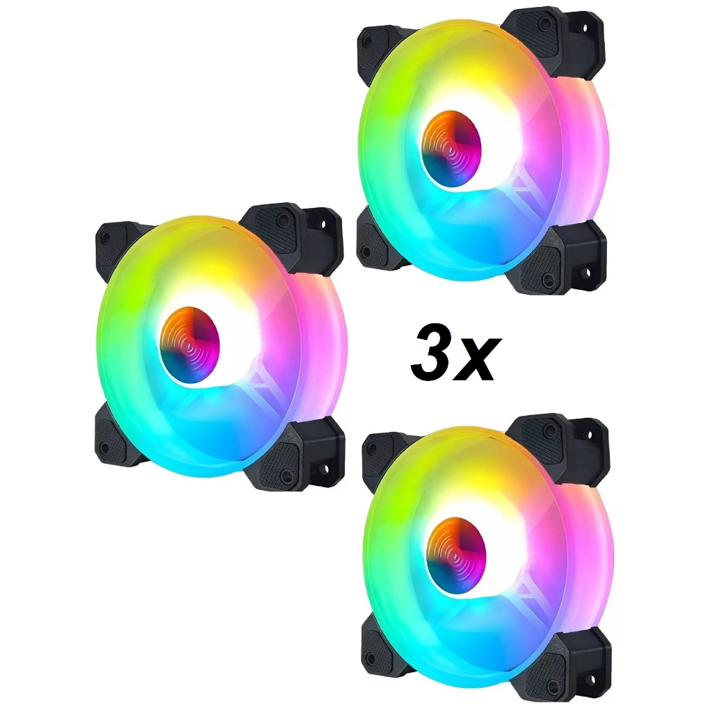 kIT com 3 peças Cooler Fan Led Rgb Pc Gabinete Cpu Gamer 3 + 4 Pinos Molex 120 mm 12 cm Ventoinha silenciosa dissipador de calor computador Knup KP-VR306