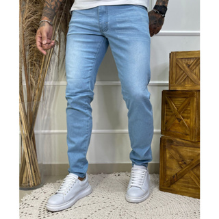 Calça Jeans Masculina Skinny Lavagem Clara Casual Linha Premium