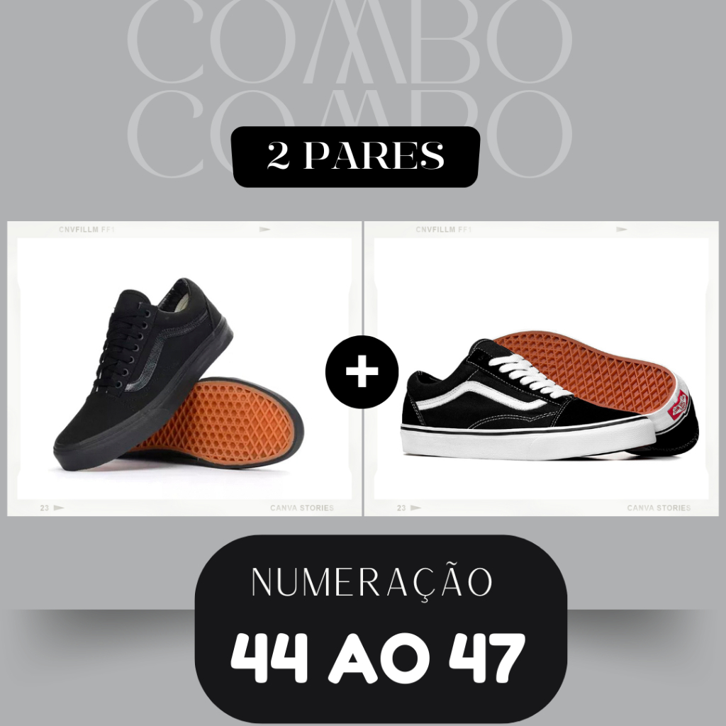 Kit 2 Pares Tênis Numeração Especial Masculino Casual Premium 44 ao 47