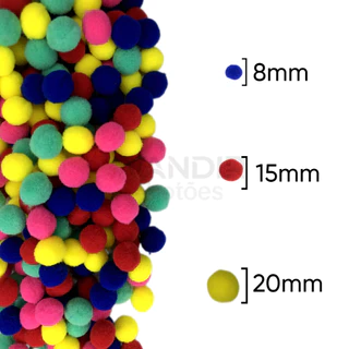 Pompom Solto 8mm - Pacote com 200 Unidades