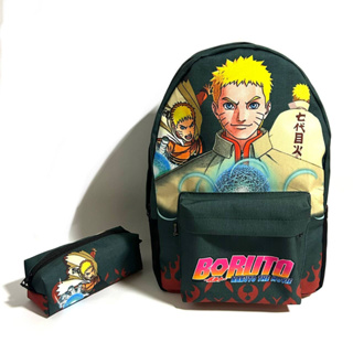 Kit mochila e estojo - Naruto modo kurama desenho anime geek tamanho grande  padrão escolar e viagem
