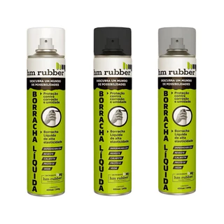 Kit 1 Borracha Líquida em Spray Aerossol Rubber 400ml Branco e 1 Cinza e 1 Preto