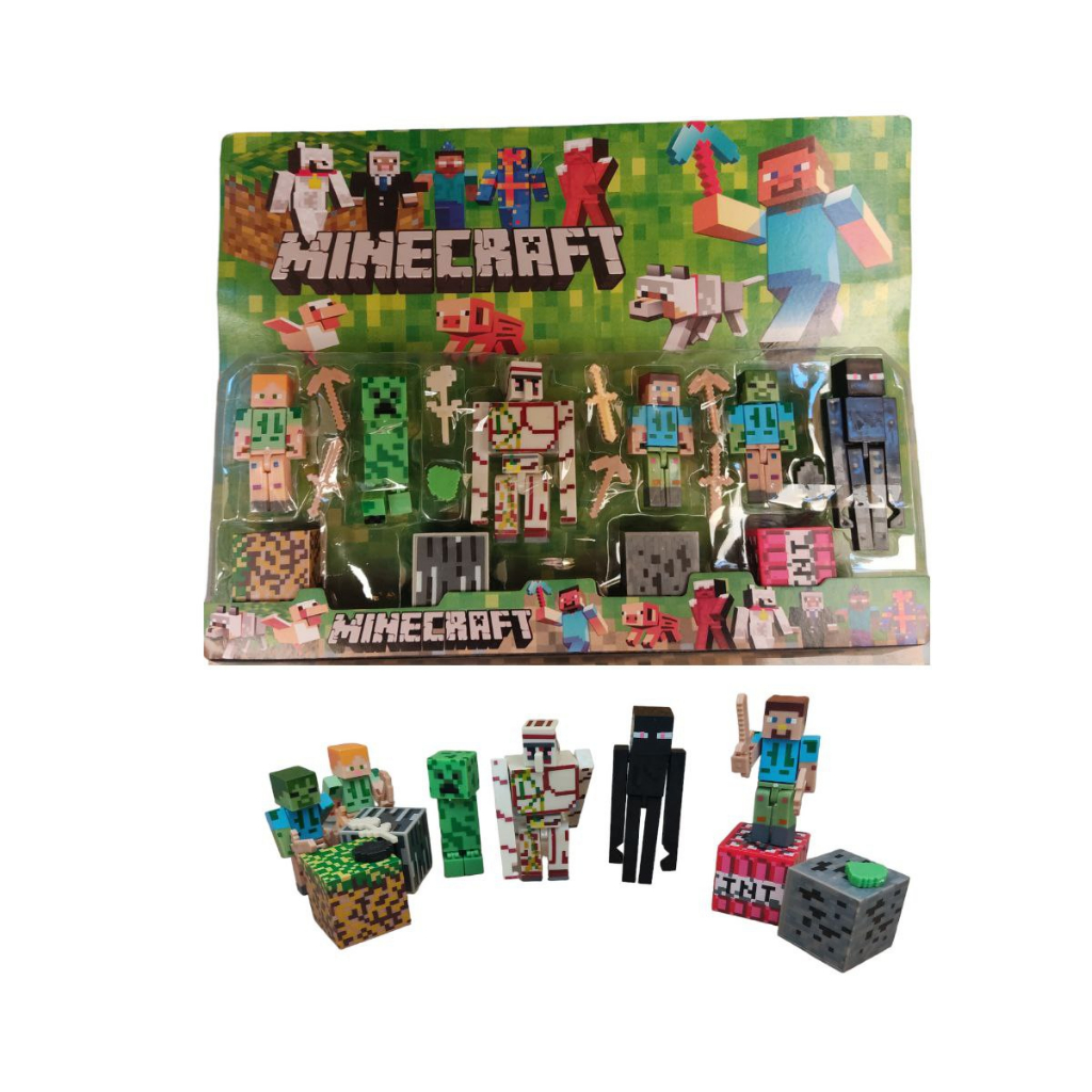 Cartela 10 Boneco Articulado Minecraft My Home + 2 Blocos - Zumbi, Aranha,  Creeper, Enderman, Steve em Promoção na Americanas
