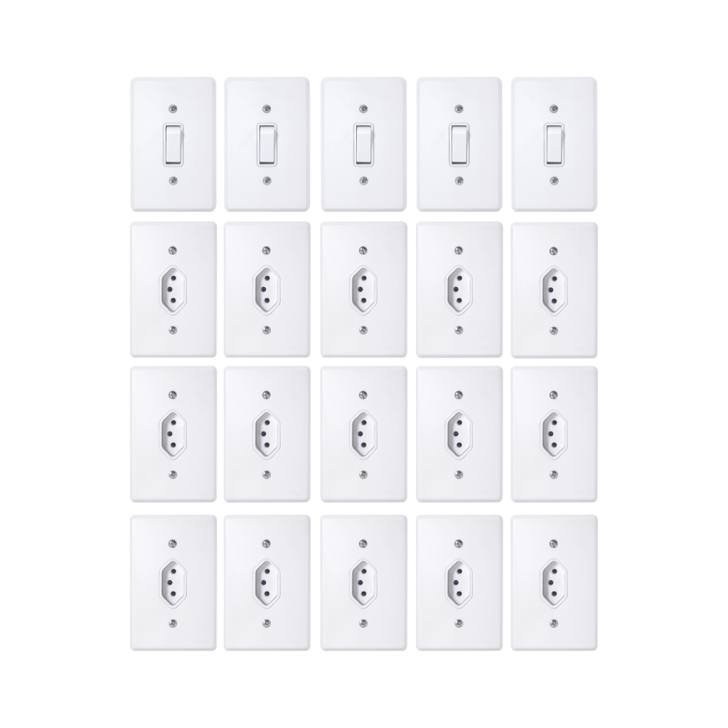 Kit 20 Tomadas e Interruptores Kit Completo Branco