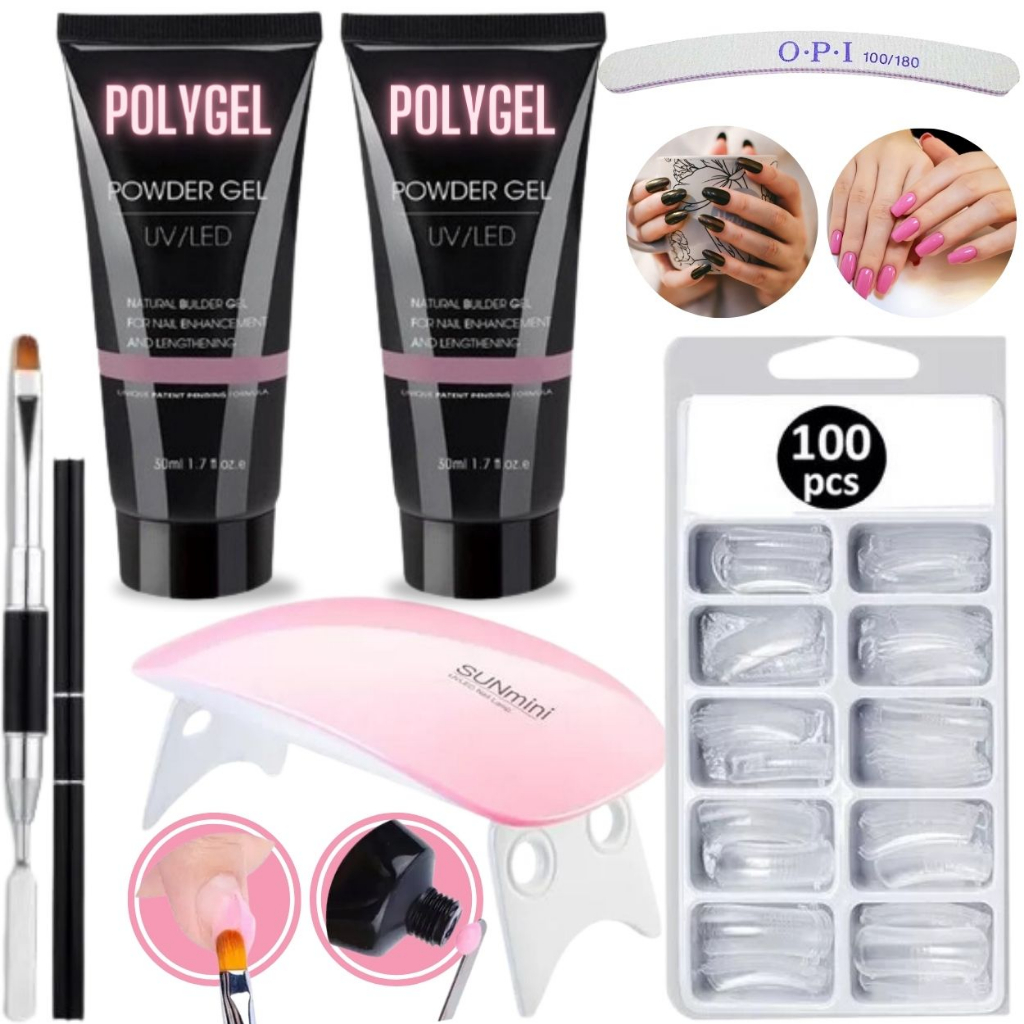 Kit Polygel Poligel Alongamento Cabine Lixa Molde F1 Unhas - ENVIO IMEDIATO - Promoção