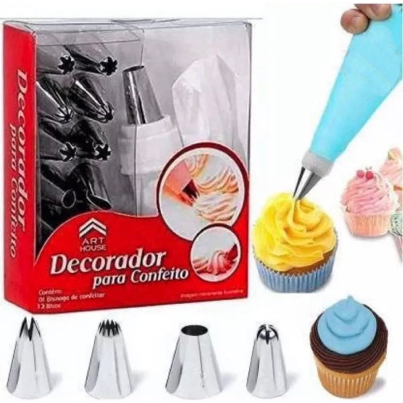 Kit de Confeiteiro Jogo de Confeitar Com 24 Bicos Inox e Acessórios de Bolo  e Cupcake - YDTECH - Bicos de Confeitar - Magazine Luiza