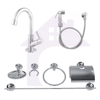 Kit Completo Para Banheiro / 1 Torneira Cod 123 + 1 Kit Banheiro + 1 Ducha Higienica