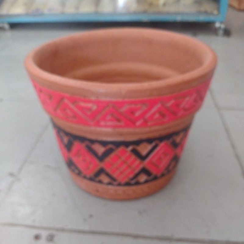 Vaso Marajoara tamanho P Vermelho com Preto- unidade