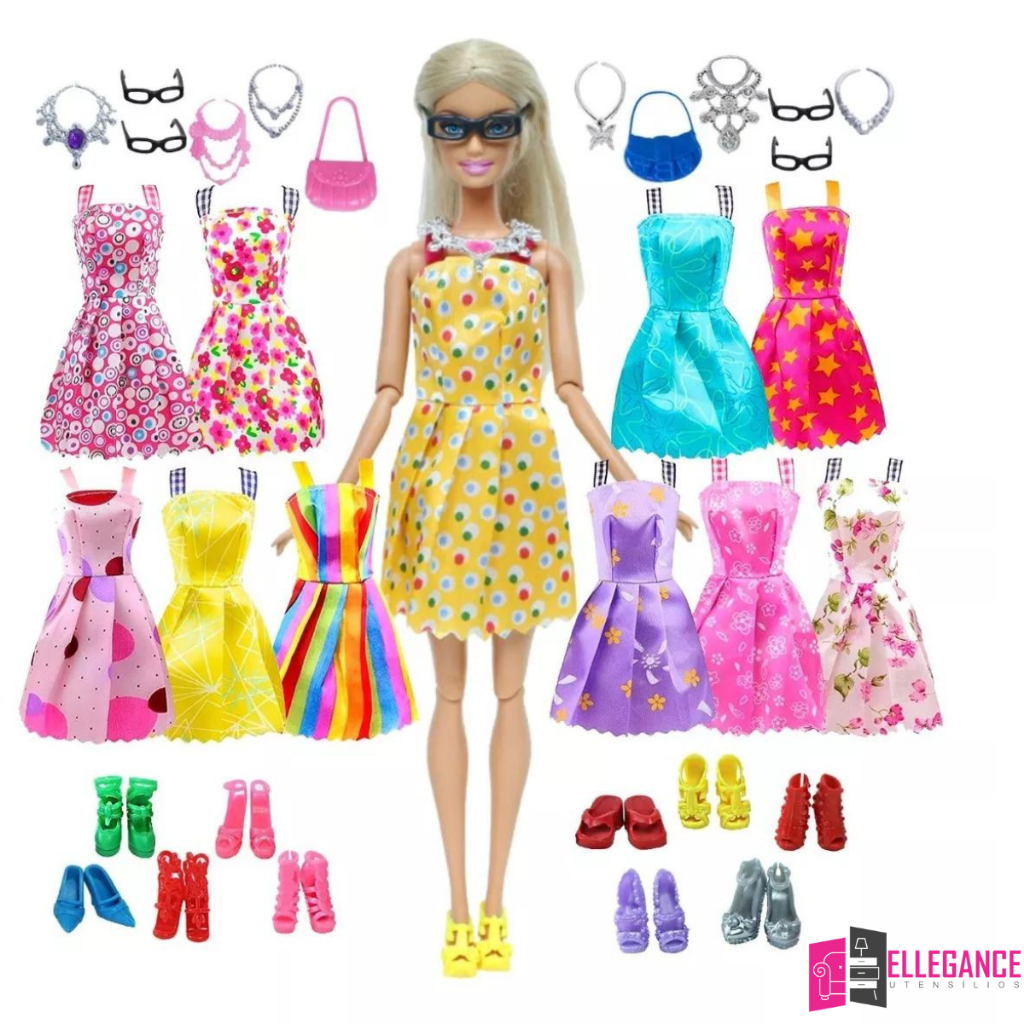 Kit 56 Peças Roupas E Acessórios Boneca Estilo Barbie