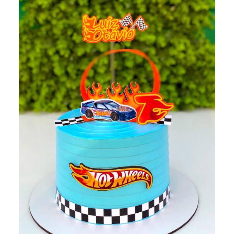 Kit Decoração de Festa Aniversário Bolo Topper Hot Wheels