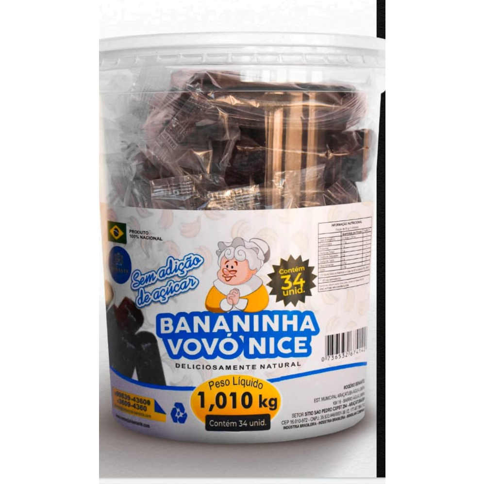 kit 2 Potes de Doce de Banana Zero Açúcar 34 Unidades de 30gr cada - Vovó Nice