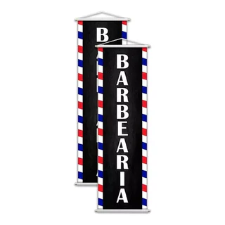 Kit 2 Banners Barbearia Lona 100x30cm
