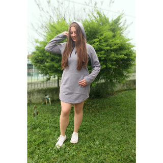 Vestido Feminino De Moletom Com Capuz Barras Arredondadas