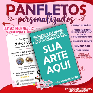 200 Panfletos Personalizados 10x15 em papel sulfite e fotográfico