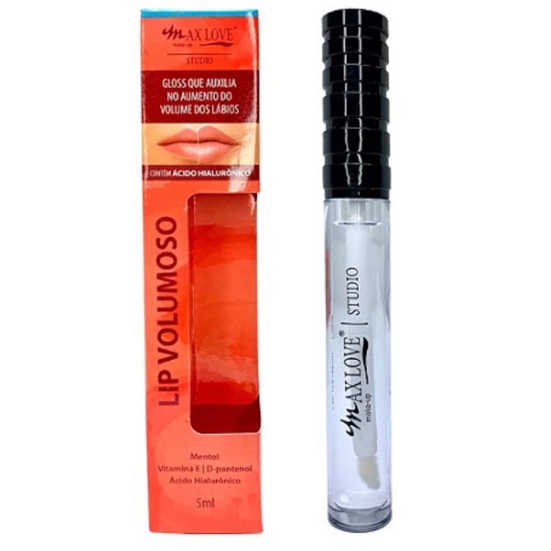 Gloss Lip Volumoso Max Love Make Up 3 em 1 Vitamina E Ácido