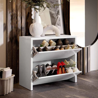 Sapateira Hall Entrada / Quarto Mell Com 2 Portas Basculantes Cor Branco