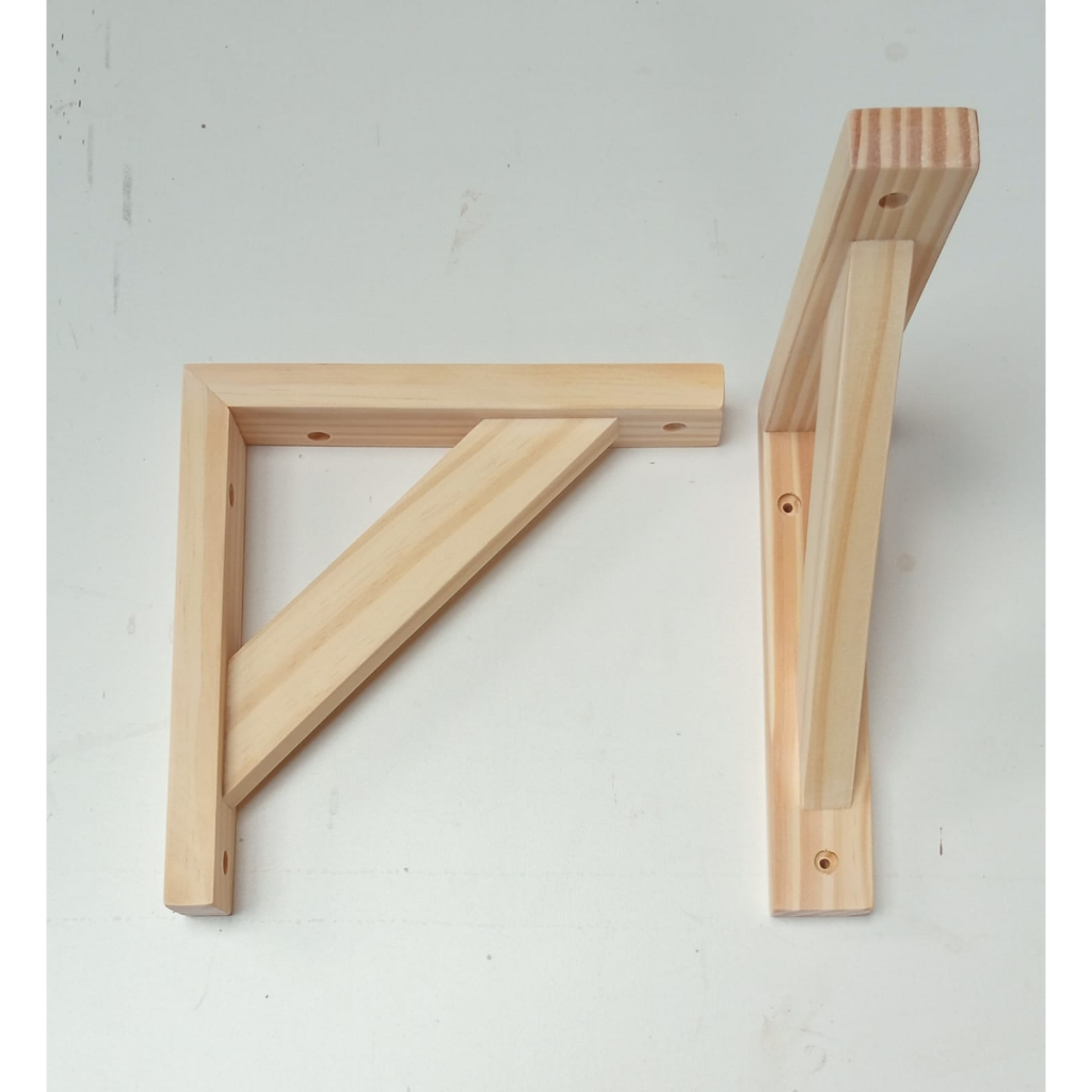 Suporte para prateleira de madeira pinus selada | Shopee Brasil