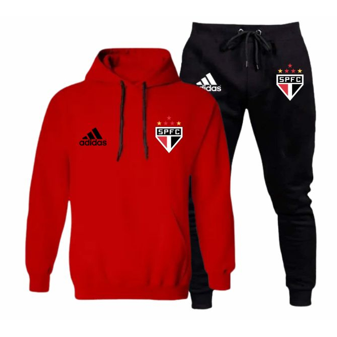 Kit Moletom São Paulo Casaco + Calça Blusa De Frio Lançamento 2023 Times Brasileirão Tricolor Conjunto Ref C8R