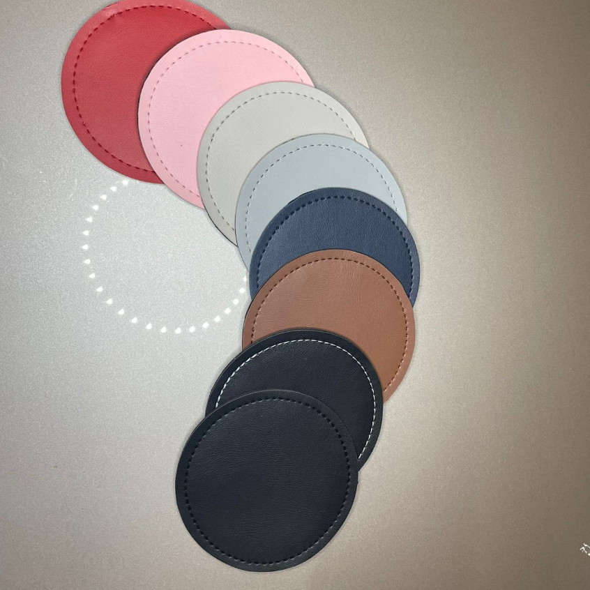 Porta Copo / Apoio de Copo em Couro Sintético e Fundo dupla face 10x10cm Várias Cores