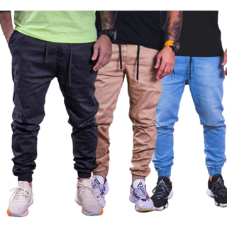 Kit Com 3 Calças Jogger Com Elastano Padrão Shopping Moda Masculina 2022 Inverno