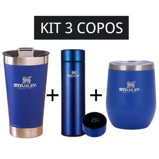 KIt 3 peças 350mls /473mls/500mls garrafa termometro led + 2 copos termicos
