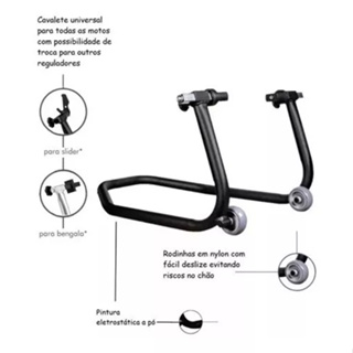 Cavalete Traseiro Super Adventure Pézinho Erguer Levantar Com Suporte Para Slider Universal Para Todas as Motos