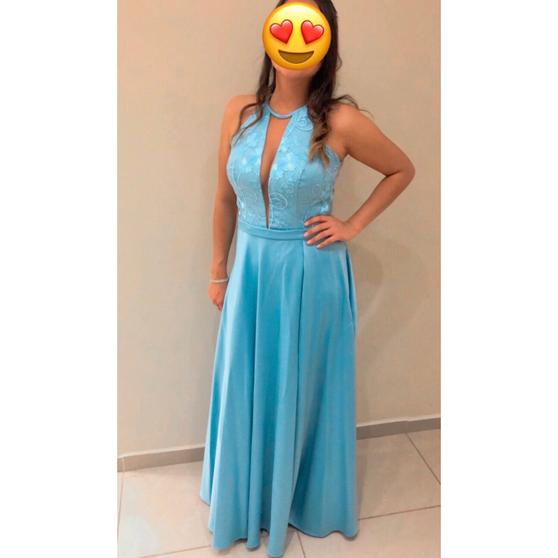 Vestido Longo Azul Serenity | Shopee Brasil