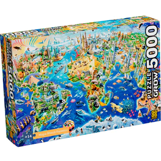Jogo de Quebra-Cabeça Divertido 5000 Peças Modelo Mapa-Múndi Turístico Marca Grow