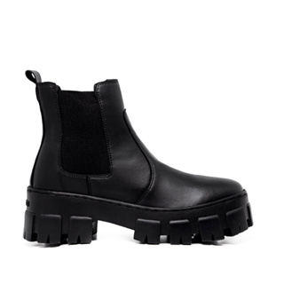 Bota Coturno Feminino Tratorada Chelsea Macia Confortável Botinha Cano Médio Falcucci