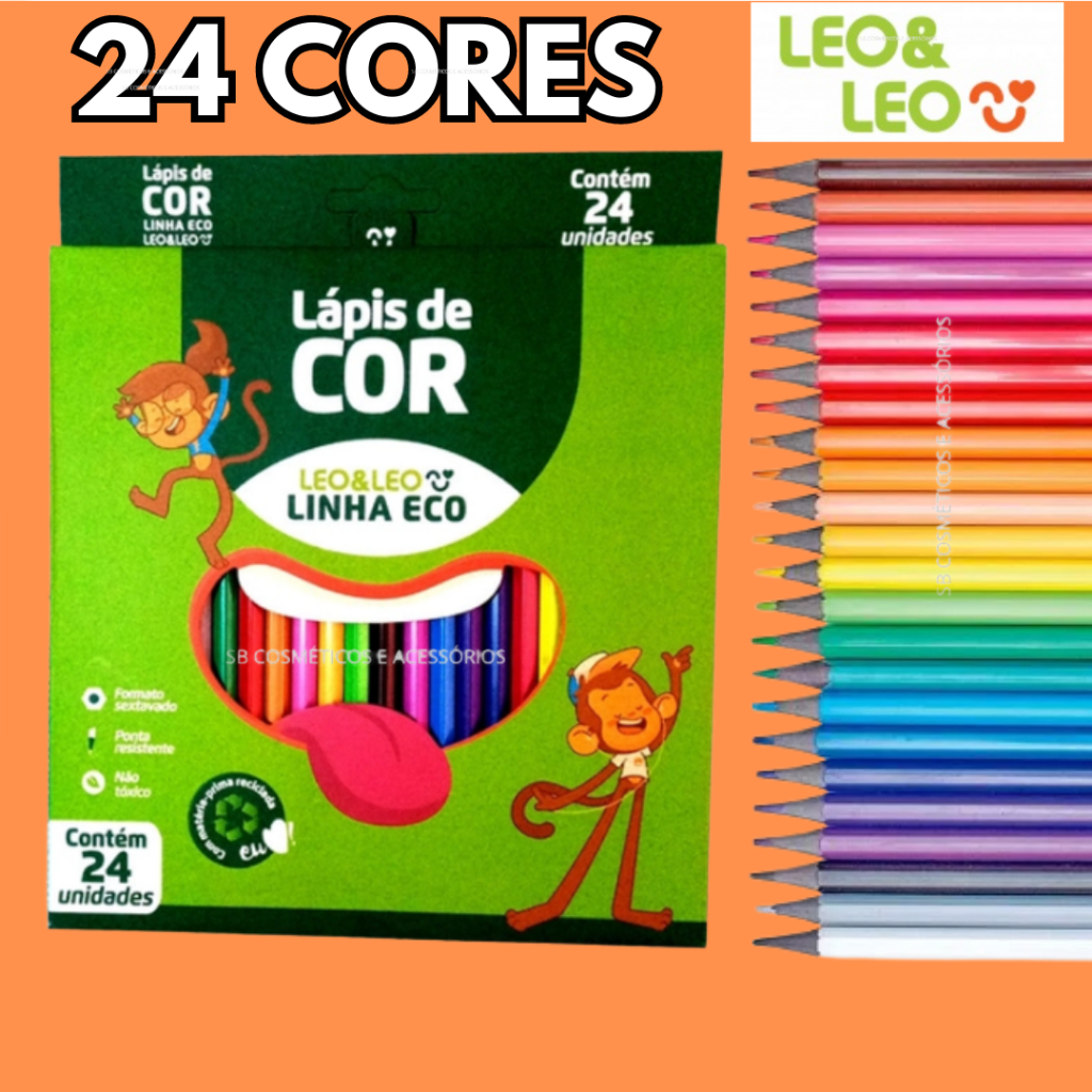 Lápis De Cor Pintar Colorir Leo & Leo Eco 24 Cores