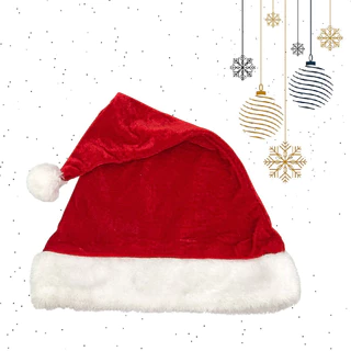 Gorro Papai Noel Cetim e Veludo Pelúcia Linha Luxo Adulto Touca Natal - Vermelho