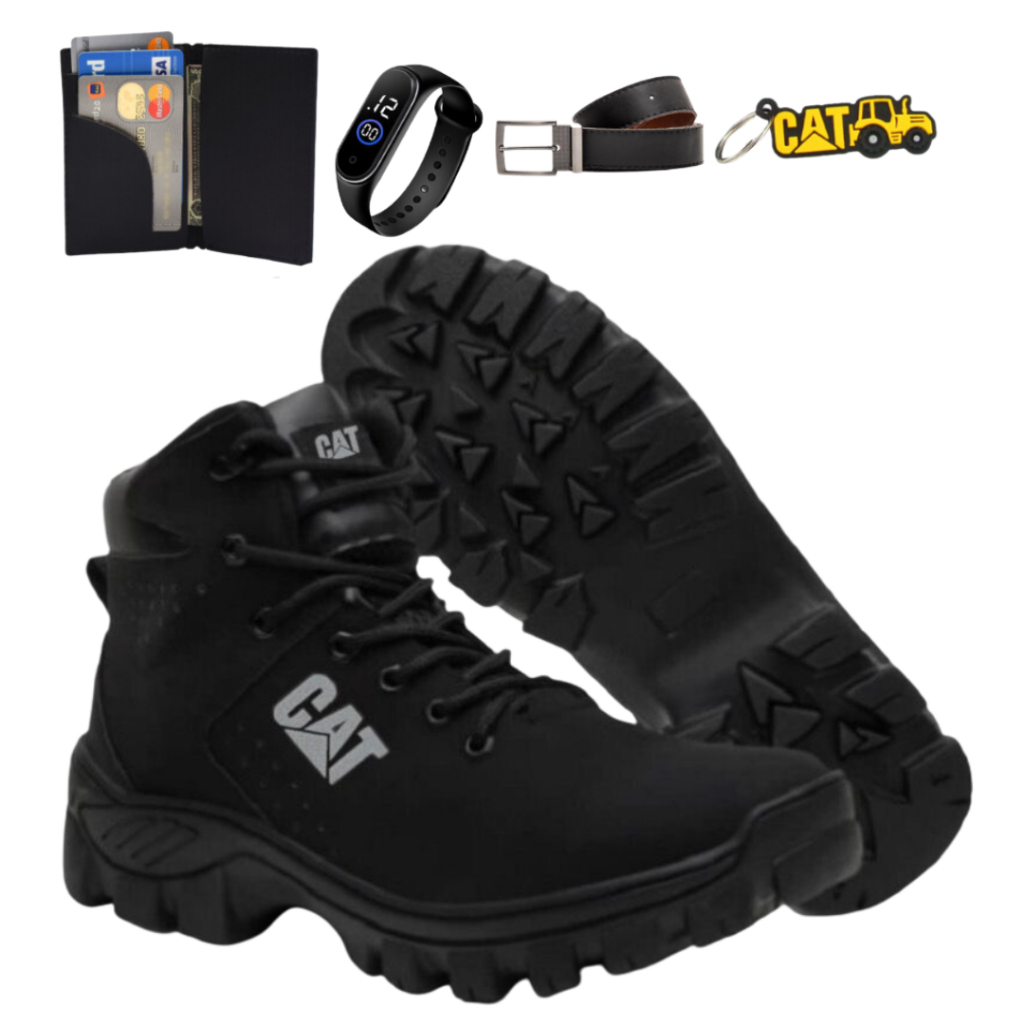 Bota Botina Coturno Masculino Caterpillar Impermeável Em Couro