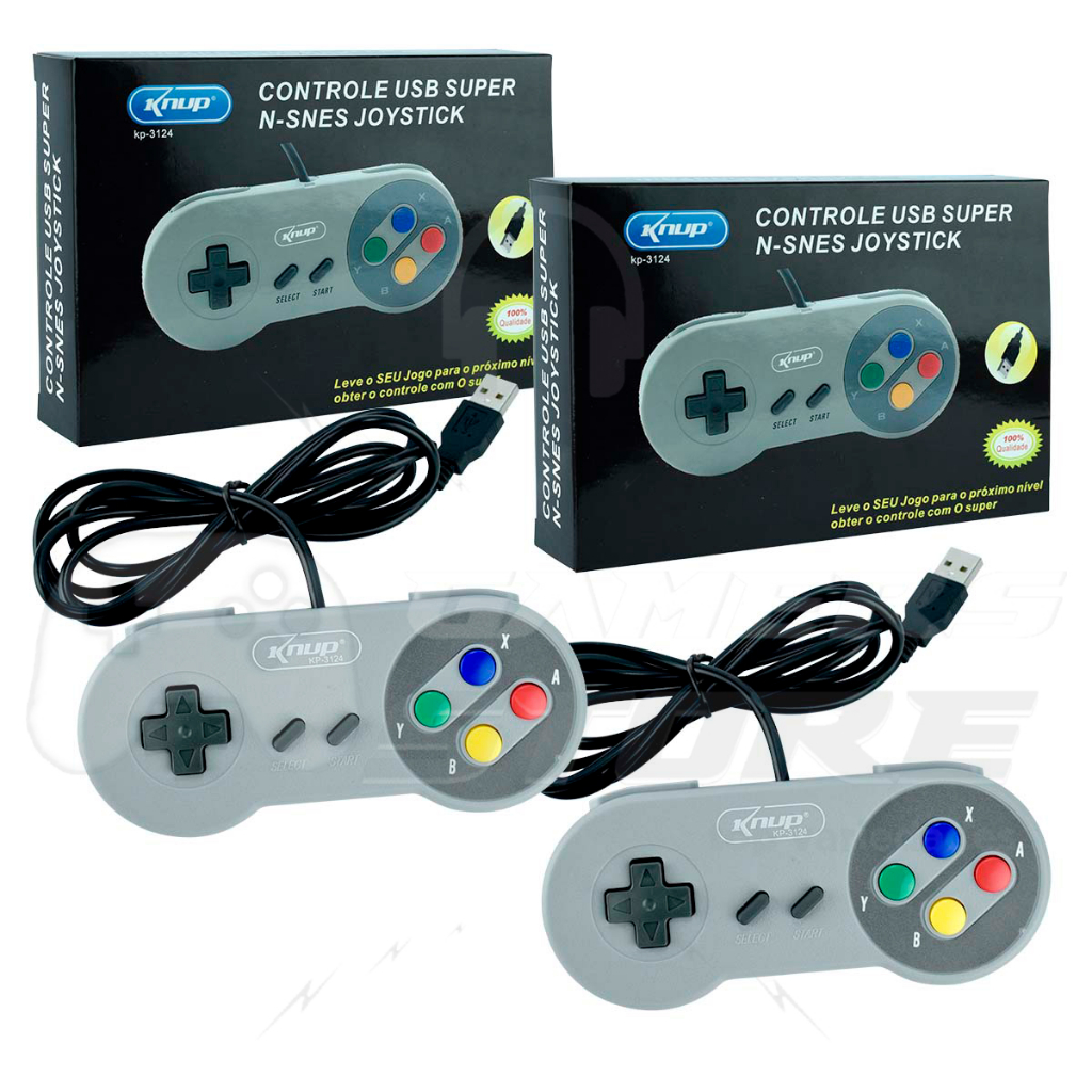 Pacote com 2 controles USB para Super Nintendo, Joypad para jogos