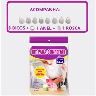 Kit para Confeitar Bolo Com 8 Bicos + Anel + Rosca + Saco Em Pvc ...
