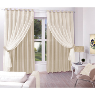 Cortina de Renda com Forro 3,00 X 2,30 Para Sala/Quarto