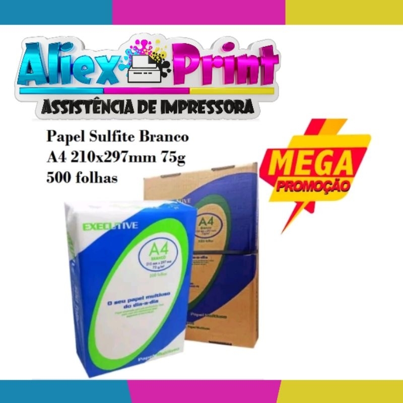 Papel Sulfite A4 75g 210x297 Com 500 Folhas Executiva Shopee Brasil 0612