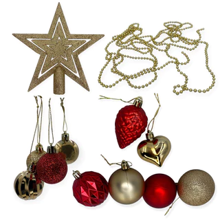 Kit 40 peças Enfeites para árvore de Natal Bolas Estrela Pendente Completo