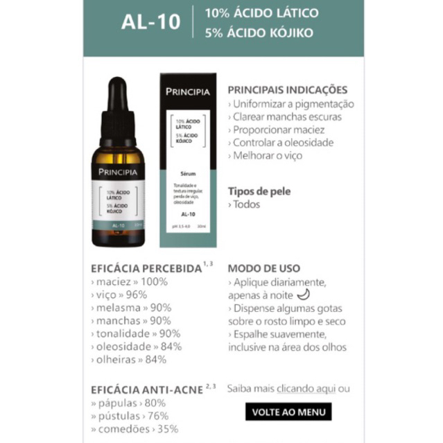 Principia Clareador Melasma AL-10 10% ÁCIDO LÁTICO 5% ÁCIDO KOJICO ...