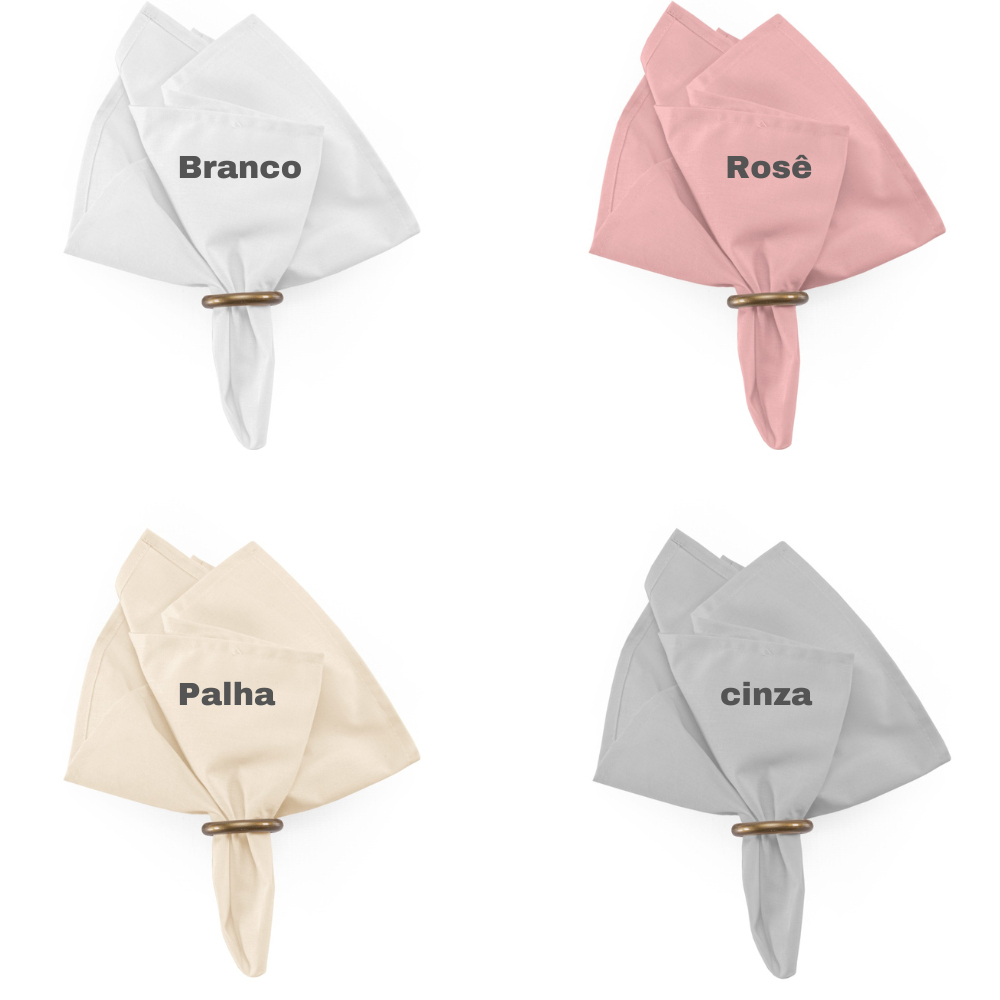 Guardanapo De Tecido Algodão 32 x 32 cm + Argola - Com Bainha - Mesa Posta